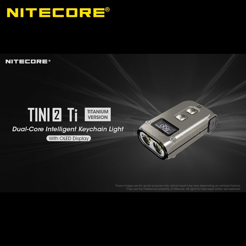 NITECORE TINI2 Ti 티타늄 버전 OLED 디스플레이가있는 듀얼 코어 지능형 키 체인 라이트